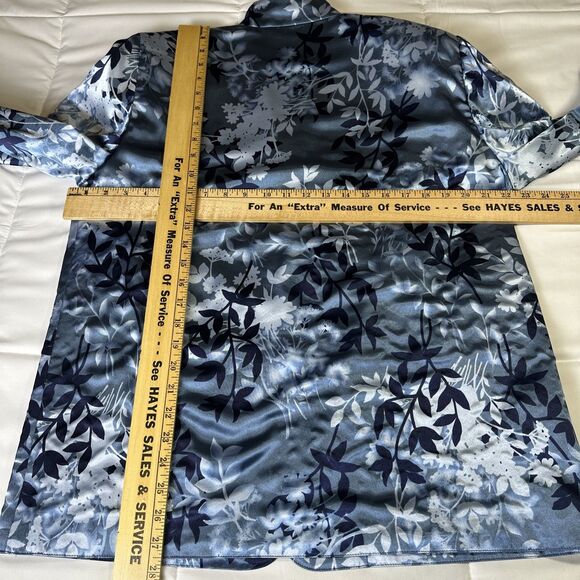 Vintage DaRue of California Satin Floral Blouse and Jacket Set Blue Floral Sz 14 - Picture 8 of 14